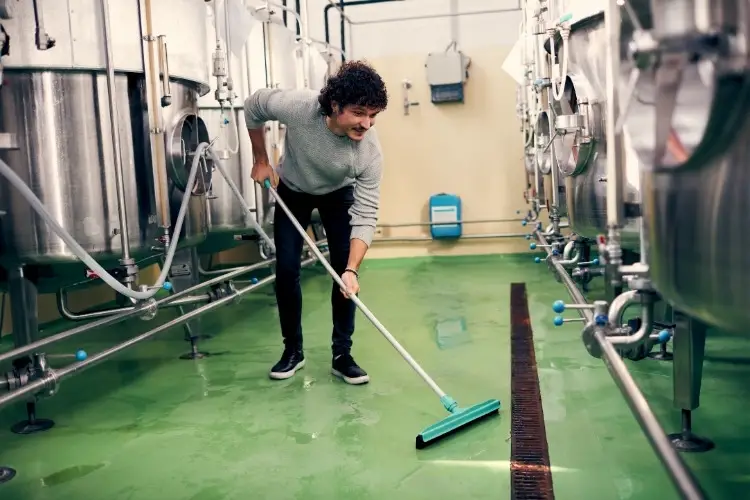 cleaning the brewery