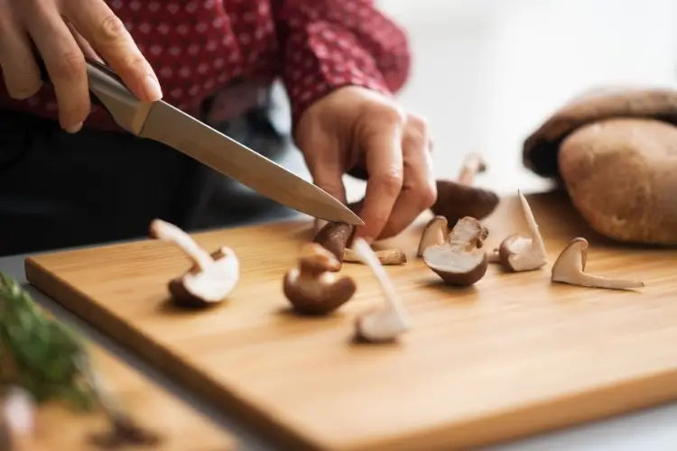 cutting mushrooms