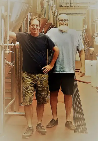 sam and jonas in brewery